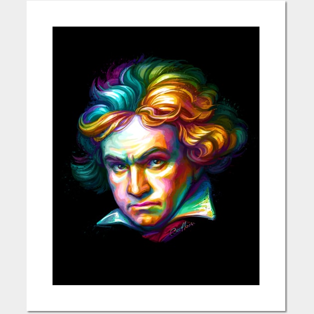 Ludwig van Beethoven Colorful Portrait Wall Art by stonemask